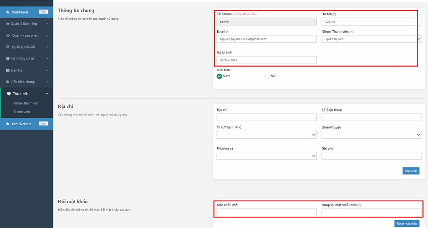 Cách đổi mật khẩu đăng nhập Web
